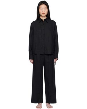 Deiji Studios Pyjama Noir À Attaches À Nouer