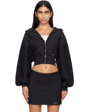T By Alexander Wang Cropped Zip Hoodie - Black