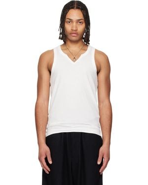 Yohji Yamamoto Off- Single Jersey V Neck Tank Top - White
