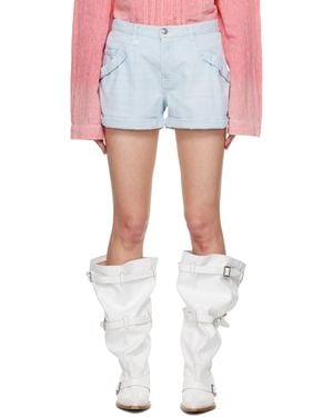 R13 Pouch Pocket Denim Shorts - Blue