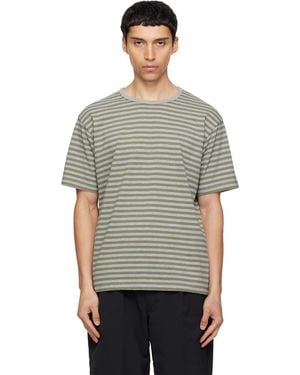 Nanamica Khaki & Coolmax Stripe Jersey T-Shirt - Grey
