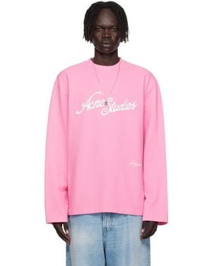 Acne Studios Logo Relaxed Fit T-Shirt - Pink