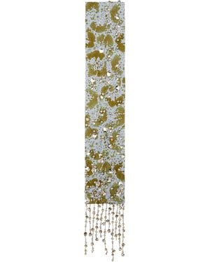 Dries Van Noten Khaki Embroidered Silk Scarf - Black