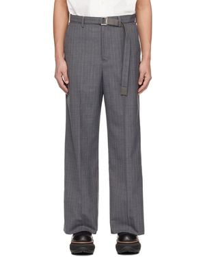 Sacai Grey Striped Trousers - Black