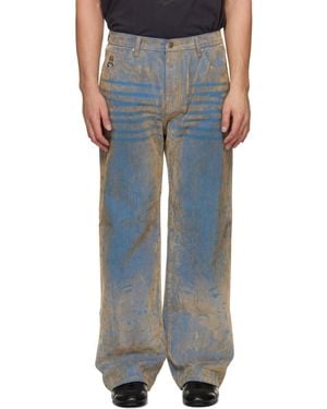 Kidsuper Floral Badge Flocked Jeans - Blue