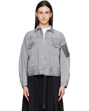 Sacai Nylon Twill X Denim Jacket - Grey