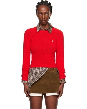 Acne Studios Cropped Crewneck Sweater - Red