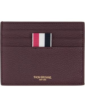 Thom Browne Burgundy Soft Pebble Grain Note Compartment Card Holder - Purple