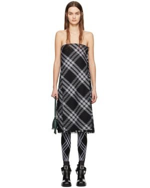 Burberry Midi Dress With Check Pattern - Black