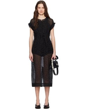 Simone Rocha ブラック Elasticated Gathered Sleeve Tulip ミディアムドレス