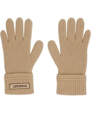 Burberry Logo Patch Wool Gloves - White