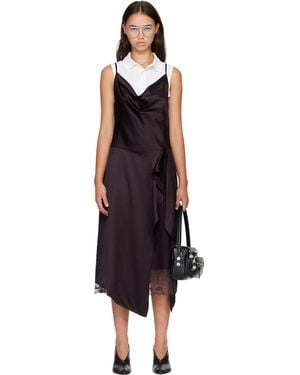 Acne Studios Shiny Satin Slip Midi Dress - Black