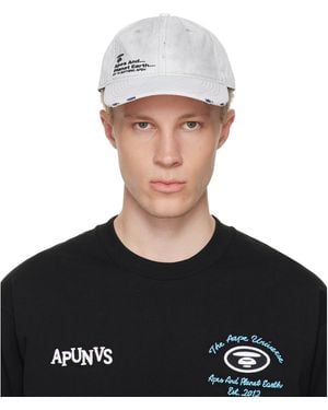 Aape By A Bathing Ape Off- Distressed Logo Cap - Black