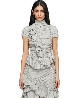 Dries Van Noten Fitted Gathered High-Neck Blouse - Multicolour