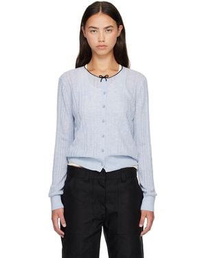 Acne Studios Cardigan Bleu En Soie À Boucle - Gris