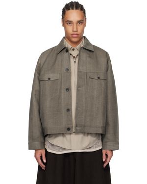 AVIVA JIFEI XUE Blouson Camionneur Gris - Marron