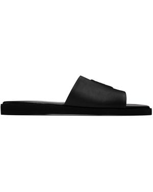 BOSS Double B Monogram Faux-Leather Slides - Black