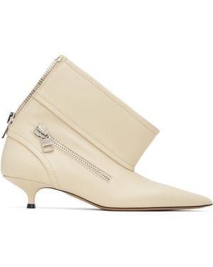 JW Anderson Bottes De Style Motard Blanc Cassé À Petit Talon - Neutre