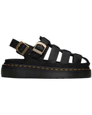 Dr. Martens ブラック Wrenlie Grizzly レザー フィッシャーマン サンダル