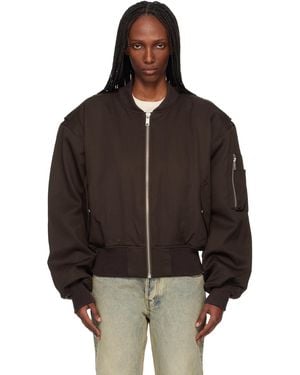 Entire studios Cropped Broad Suiting Bomber Jacket - Black