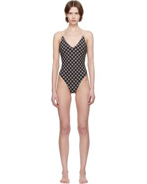 MISBHV Maillot De Bain Une Pièce Noir Et À Monogrammes Exclusif À Ssense