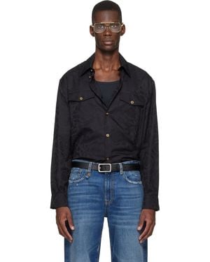 Versace Jacquard Cotton-Poplin Shirt - Black