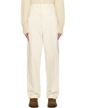 Dries Van Noten オフホワイト クリース トラウザーズ - ナチュラル