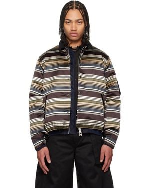 Sacai Horizontal Stripe Blouson Bomber Jacket - Black
