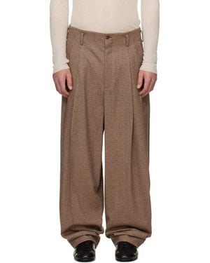 Hed Mayner Check Pants - Brown