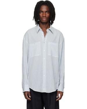 WOOYOUNGMI Stripe Back Logo Shirt - Black