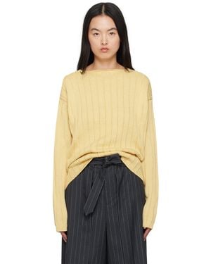 AURALEE Flat Cord Yarn Boat Neck Jumper - Blue