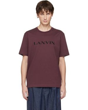 Lanvin Burgundy Embroidered Cotton T-Shirt - Purple