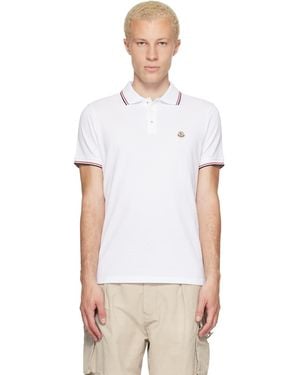 Moncler Tricolor-Trimmed Cotton Piquet Polo - White