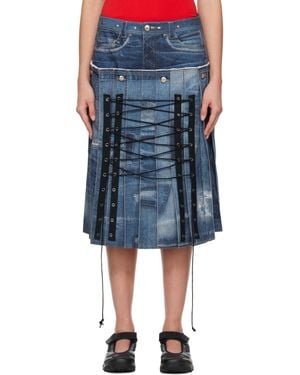 ★ANDERSSON BELL★ New Dua Multi Waist Denim Skirt apa713wLI Andersson Bell Blue Denim Print Midi Skirt - Fabric of Society