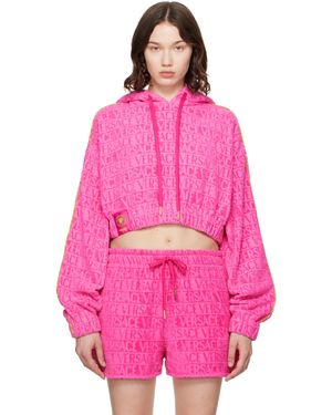 Versace 'I Heart Baroque' Crop Hoodie - Pink