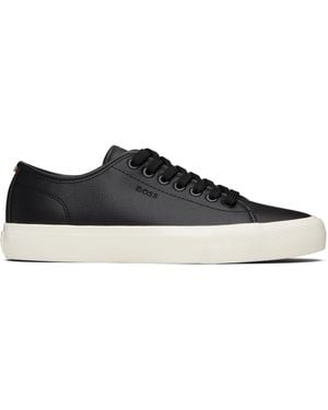 BOSS Baskets De Tennis Noires En Cuir Synthétique