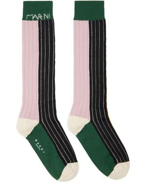Marni Cotton Color-Block Socks - Green
