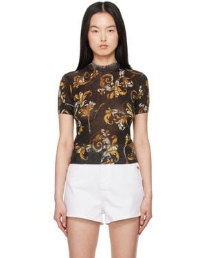 Versace Jeans Couture ブラック アウトライン バロッコ ルレックス トップス - ホワイト