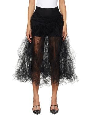 Valentino Tulle Illusione Midi Skirt - Black