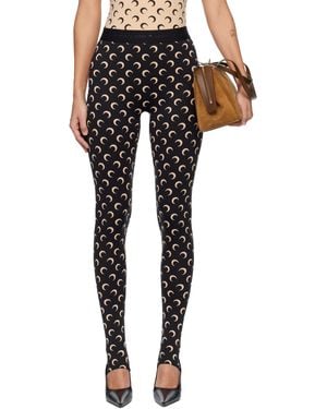 Marine Serre Recycled Moon Jersey Stirrup Leggings - Black