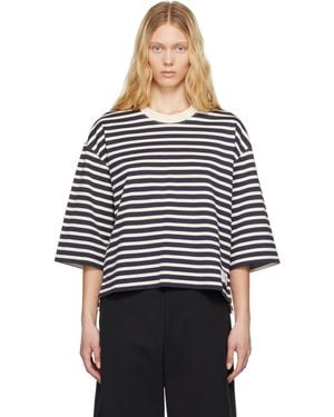 Ami Paris Off- Loose Striped T-Shirt - Black