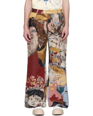 Kidsuper Jacquard Paintings Double Pleated Pants - Multicolour