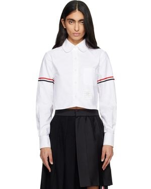 Thom Browne Oxford Armband Cropped Round Collar Shirt - White