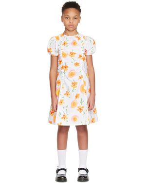 Marni キッズ｜ホワイト シャーリング ワンピース - ブラック