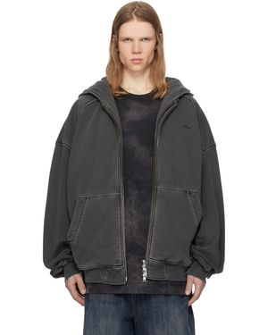 Juun.J Pull À Capuche Étagé Teint Gris - Noir