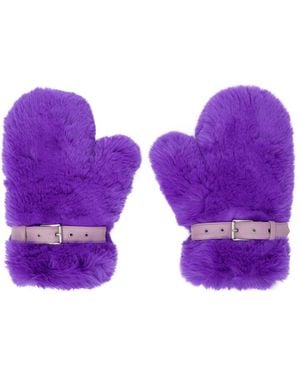 Acne Studios Faux-Fur Buckle Mittens - Purple