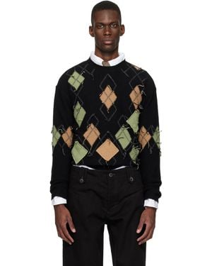 ANDERSSON BELL Tom Argyle Crew-Neck Sweater - Black