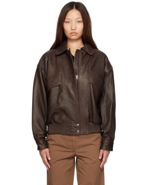 NOTHING WRITTEN Lambskin Bomber Jacket - Brown