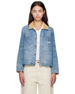 R13 Cropped Denim Chore Jacket - Blue