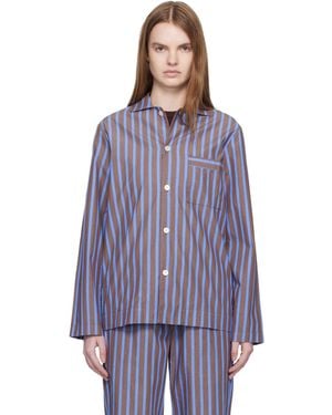 Tekla Poplin Long-Sleeved Pyjama Shirt - Purple